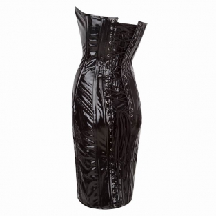 Model 16 Lak CorsetJurk PVC-Zwart