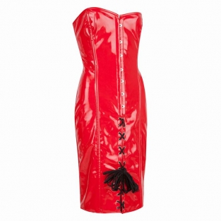 Model 16 Lak CorsetJurk PVC-Rood