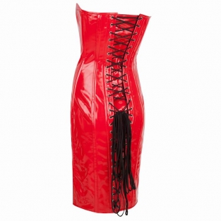 Model 16 Lak CorsetJurk PVC-Rood