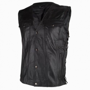 Heren Leren Bikervest